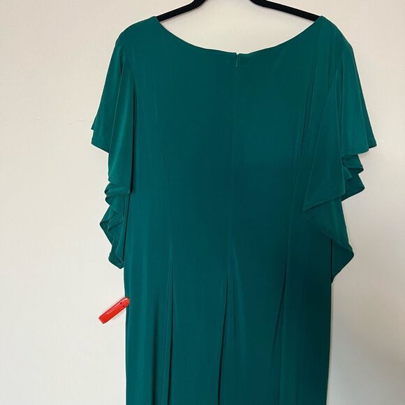 NEW Mac Duggal Faux Wrap Butterfly Sleeve Gown Emerald Green 20W - Picture 6 of 12